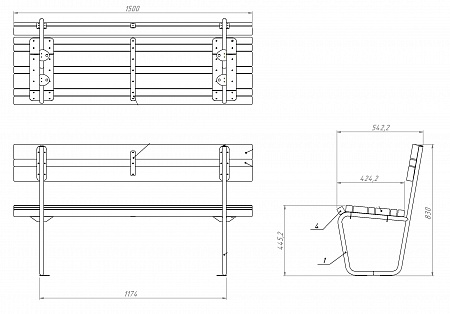 Set of 3 products «City life» (table, bench without backrest, bench with backrest)